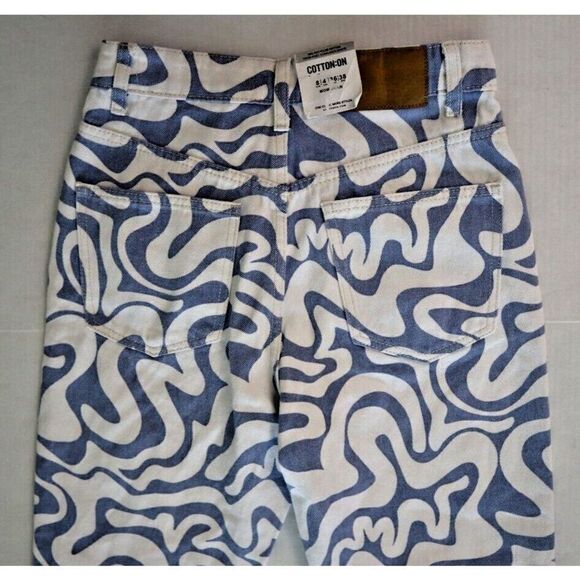 cotton: On 2008222-51 Women's Sz 4 Blue Swirl Denim Mom Jeans - Picture 4 of 6